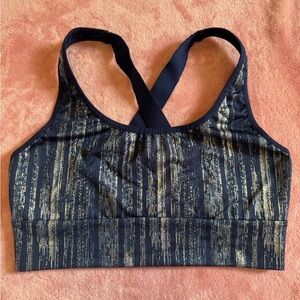 Victoria's Secret Blue and Gold Sports Bra with Racerback